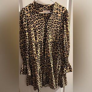 Jude Connally Leopard Print Long Sleeve Dress